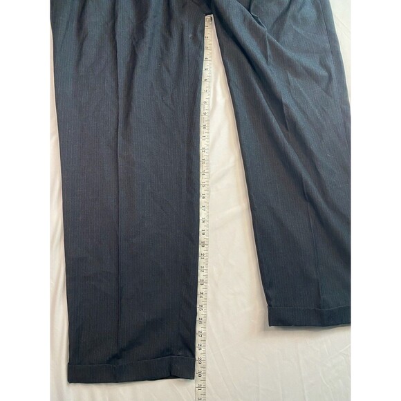 Colours By Alexander Julian Mens Dress Pants Size 42x32 Black Pin Stripe Cuffed - Picture 4 of 9